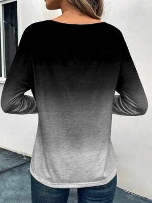 Fashion Casual Gradient Round Neck Long Sleeve Regular Top - Image 5