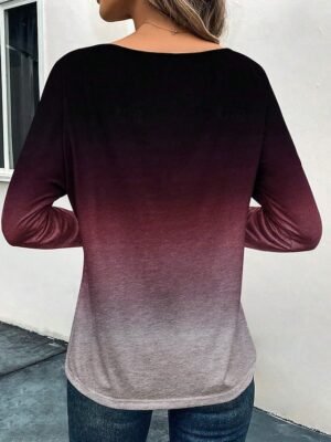 Fashion Casual Gradient Round Neck Long Sleeve Regular Top - Image 7