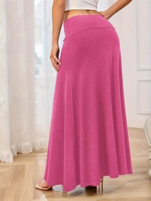 Fashion Casual High Waist Solid Maxi Skirt - Image 4