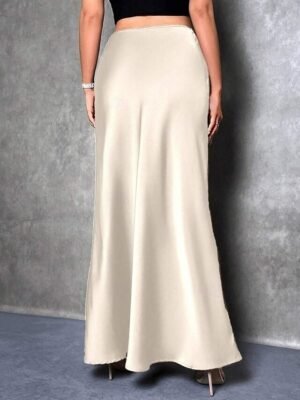 Fashion Casual High Waist Solid Maxi Skirt - Image 7