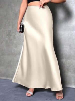 Fashion Casual High Waist Solid Maxi Skirt - Image 8