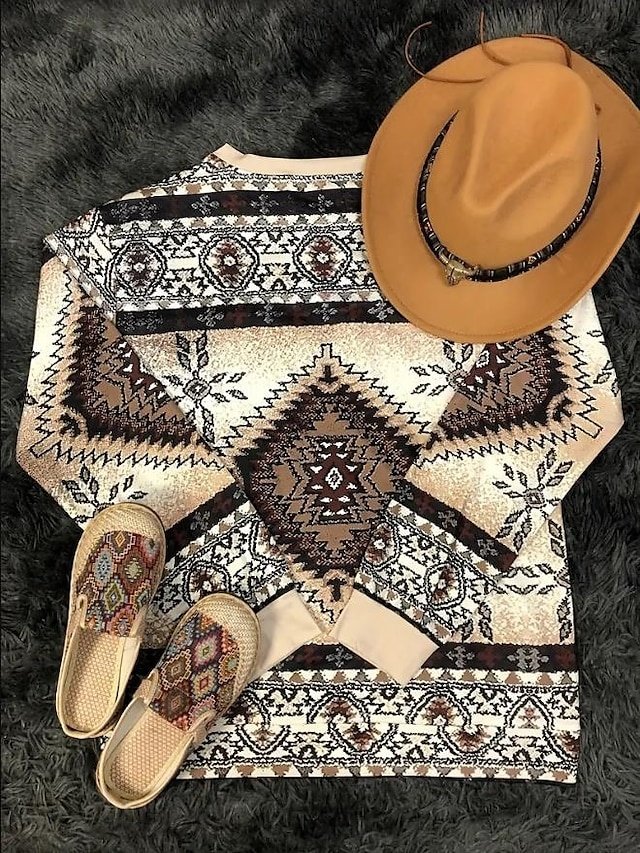 Fashion Casual Loose Floral Crew Neck Long Sleeve Pullover - Image 2