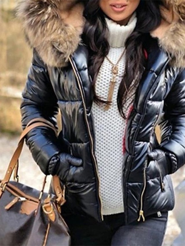 Fashion Casual Patchwork Long Sleeve Regular Puffer Coat - Image 1