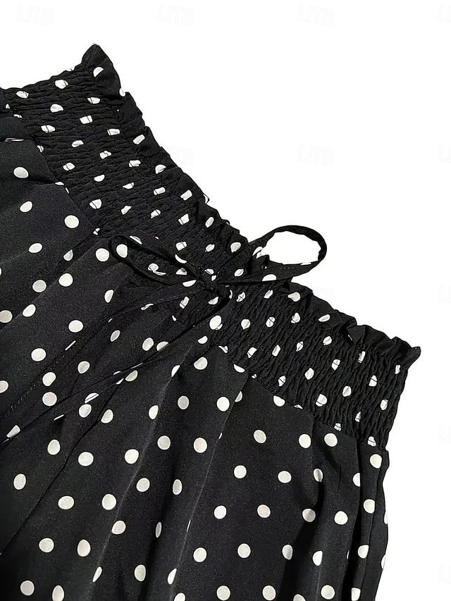 Fashion Casual Polka Dot High Waist Maxi Pants - Image 2