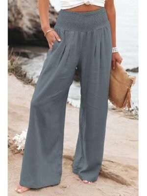 Fashion Casual Pure Colour Pocket Long Loungewear Pants - Image 4