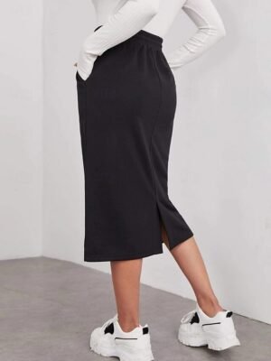 Fashion Casual Solid High Waist Maxi Skirt - Image 11