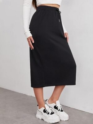Fashion Casual Solid High Waist Maxi Skirt - Image 7