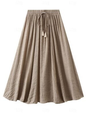 Fashion Casual Solid High Waist Midi Skirt - Image 1