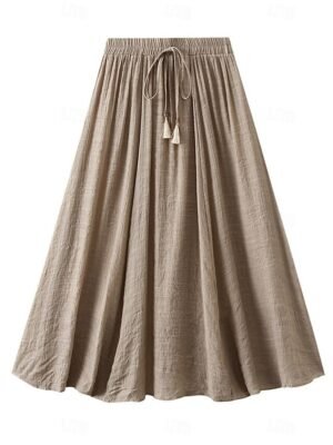 Fashion Casual Solid High Waist Midi Skirt - Image 25