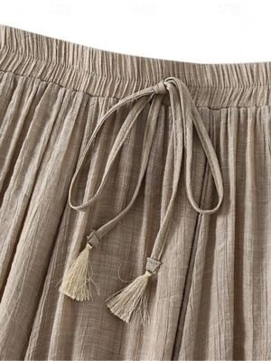 Fashion Casual Solid High Waist Midi Skirt - Image 26