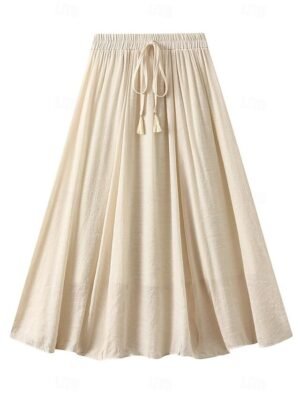 Fashion Casual Solid High Waist Midi Skirt - Image 3