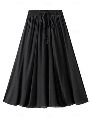Fashion Casual Solid High Waist Midi Skirt - Image 30