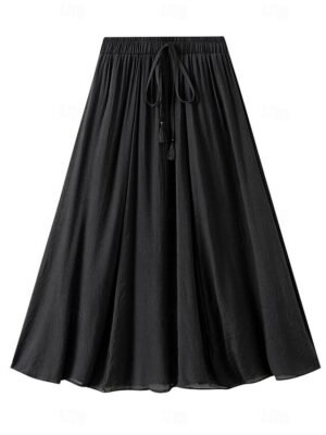 Fashion Casual Solid High Waist Midi Skirt - Image 4