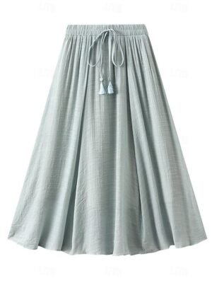 Fashion Casual Solid High Waist Midi Skirt - Image 5
