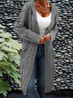 Fashion Casual Solid Hooded Long Sleeve Cardigan - Image 6