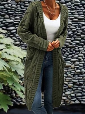 Fashion Casual Solid Hooded Long Sleeve Cardigan - Image 8