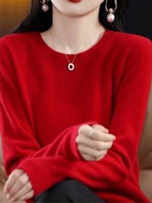 Fashion Casual Solid Ribbed Crew Neck Long Sleeve Regular Sweater - Image 11