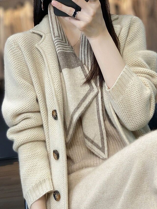 Fashion Casual Solid Shirt Collar Long Sleeve Regular Cardigan - Image 2