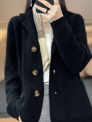 Fashion Casual Solid Shirt Collar Long Sleeve Regular Cardigan - Image 4