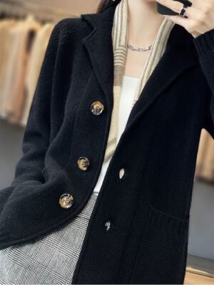 Fashion Casual Solid Shirt Collar Long Sleeve Regular Cardigan - Image 5
