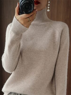 Fashion Casual Solid Stand Collar Long Sleeve Regular Knit Sweater - Image 10