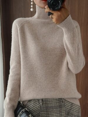 Fashion Casual Solid Stand Collar Long Sleeve Regular Knit Sweater - Image 11