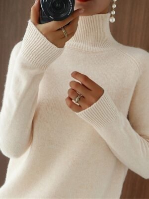 Fashion Casual Solid Stand Collar Long Sleeve Regular Knit Sweater - Image 6