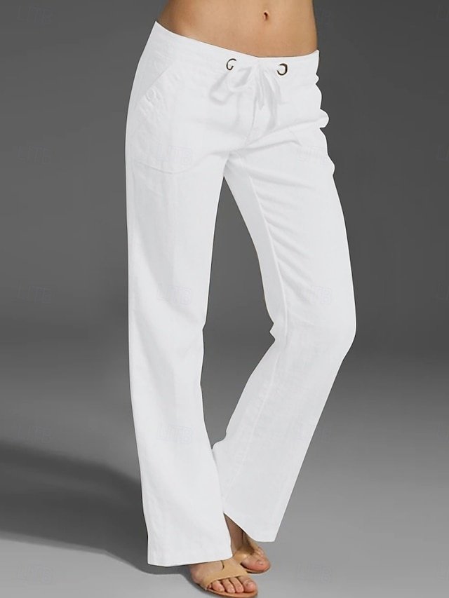 Fashion Casual Wide Leg High Waist Full Length Chinos - Image 1