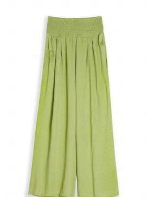 Fashion Casual Wide Leg High Waist Full Length Trousers - Image 17