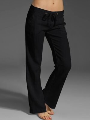 Fashion Casual Wide Leg High Waist Full Length Chinos - Image 4