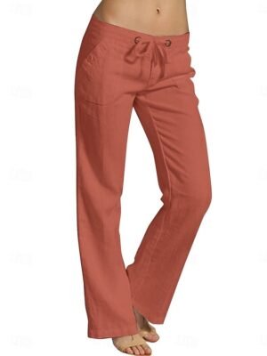 Fashion Casual Wide Leg High Waist Full Length Chinos - Image 5