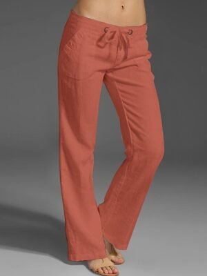 Fashion Casual Wide Leg High Waist Full Length Chinos - Image 6