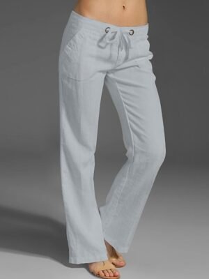 Fashion Casual Wide Leg High Waist Full Length Chinos - Image 7