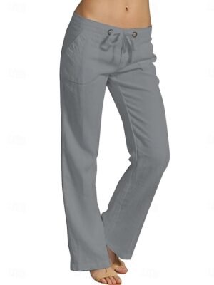 Fashion Casual Wide Leg High Waist Full Length Chinos - Image 8