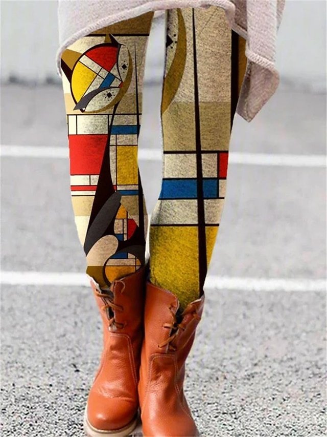 Fashion Designer Mid Waist Cat Dandelion Print Full Length Tights - Image 2