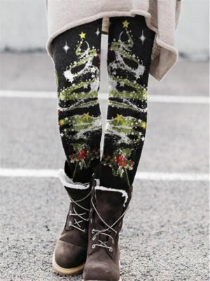 Fashion Designer Mid Waist Cat Dandelion Print Full Length Tights - Image 8