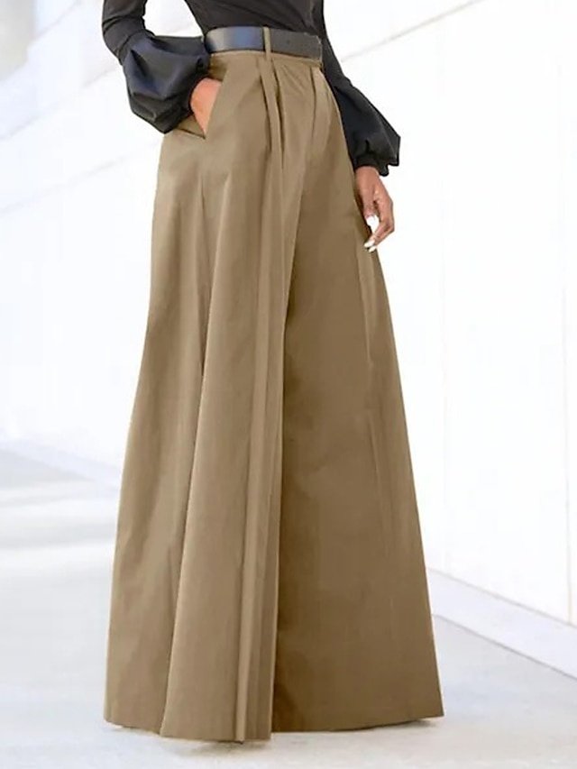 Fashion Full Length Bell Bottom Wide Leg Work Pants - Image 1