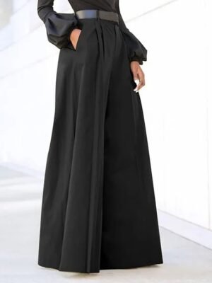 Fashion Full Length Bell Bottom Wide Leg Work Pants - Image 2