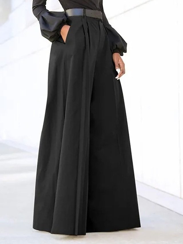 Fashion Full Length Bell Bottom Wide Leg Work Pants - Image 2