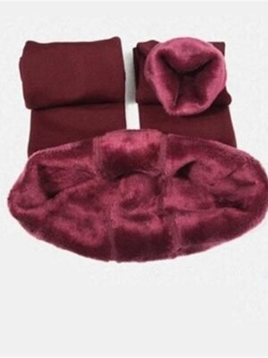 Fashion Full Length Solid Colour Tummy Control Fleece Leggings - Image 1