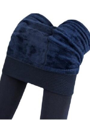 Fashion Full Length Solid Colour Tummy Control Fleece Leggings - Image 7