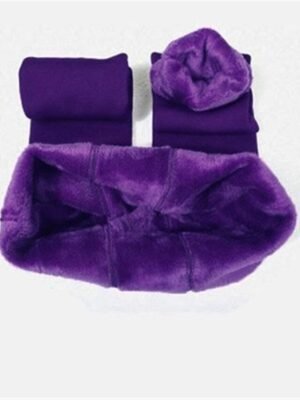 Fashion Full Length Solid Tummy Control Fleece Leggings - Image 13