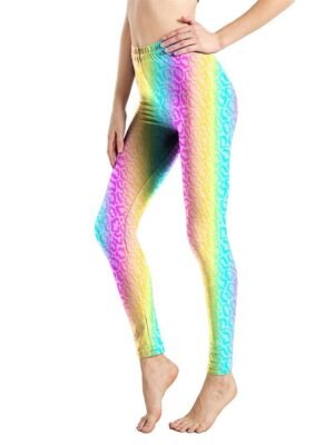 Fashion High Waist Leopard Snake Print Full Length Leggings - Image 24