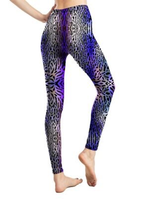 Fashion High Waist Leopard Snake Print Full Length Leggings - Image 3