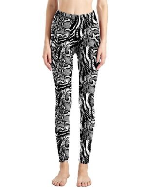 Fashion High Waist Leopard Snake Print Full Length Leggings - Image 43