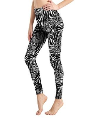 Fashion High Waist Leopard Snake Print Full Length Leggings - Image 44