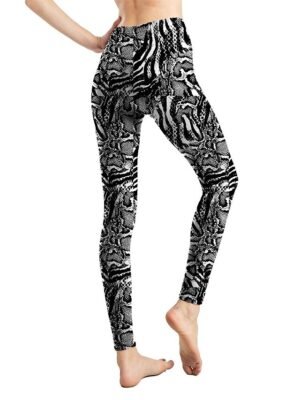 Fashion High Waist Leopard Snake Print Full Length Leggings - Image 9