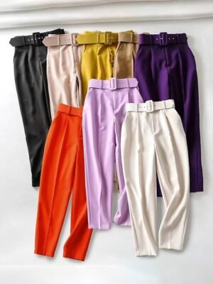 Fashion High Waist Micro-elastic Ankle-Length Cropped Trousers - Image 17