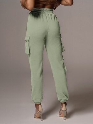 Fashion High Waist Micro-elastic Full Length Cargo Trousers - Image 18