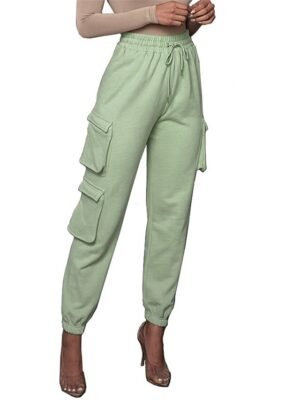 Fashion High Waist Micro-elastic Full Length Cargo Trousers - Image 23